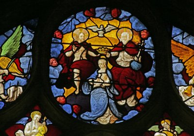 Window depicting the Coronation of the Virgin by the Trinity by French School